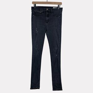 Rag & Bone High Rise Jegging Distressed Womens 30 Black Skinny Leg FIve Pocket